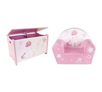 FUN HOUSE 713050 LICORNE Coffre à jouets pour enfant, à partir de 3 ans & 713069 Licorne Fauteuil Club Enfant Origine France Garantie