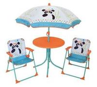 FUN HOUSE 713095 INDIAN PANDA Salon de jardin avec une table, 2 chaises pliables et un parasol pour enfant G