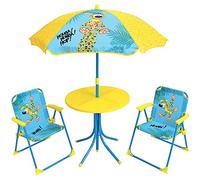 FUN HOUSE 713365 MARSUPILAMI Salon DE Jardin pour Enfant avec Une Table H.46 X Ø46 CM, Deux CHAISES H.53 X L.38,5 X P.37,5 CM ET Un Parasol H.125 X Ø 100 CM