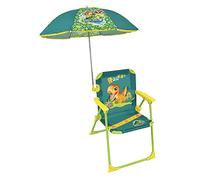 FUN HOUSE 713465 Jurassic World Chaise Pliante Camping Dinosaures Dimensions : H.38.5 XL.38.5 x P.37.5 CM + Parasol Ø 65 CM pour Enfant, Multicolore 713465