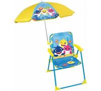 FUN HOUSE Baby Shark Chaise de camping pliante avec parasol - H.38,5 x L.38,5 x P.37,5 cm + Parasol ø 65 cm - Pour enfants