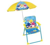 FUN HOUSE Baby Shark Chaise pliante camping avec parasol - H.38.5 xl.38.5 x P.37.5 cm + parasol ø 65 cm - Pour enfant