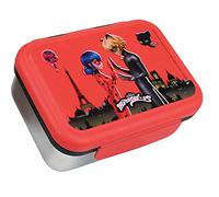 Fun House 006086 Miraculous Ladybug Boite goûter INOX pour Enfant H.6,5 X L.17 X P.13,5 CM Rouge