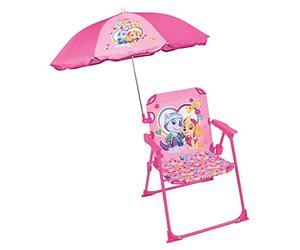 Fun House | Chaise Pliante pour Enfant Pat’Patrouille Stella Everest avec Parasol Ø 65 cm | H53 x L38 x P37 cm | Licence Officielle | Mobilier Extérieur Enfant | Idée Cadeau Plen Air Dès 2 Ans