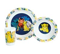 DISNEY LE ROI LION ENSEMBLE REPAS SIMBA NALA PUMBAA ET TIMONINCLUANT 1 VERRE 220 ML, 1 ASSIETTE Ø 22 CM ET 1 BOL Ø 16 CM MICRO-ONDABLES POUR ENFANT
