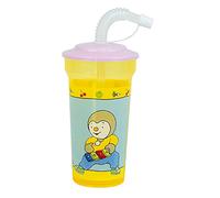 FUN HOUSE | Gobelet T’Choupi avec Paille Réutilisable 400 ml pour Enfants | Sans BPA | Couvercle Sécurisé | Verre T’choupi École & Goûter | Vaisselle Enfant | Licence Officielle | Idée Cadeau
