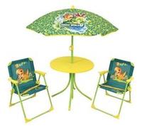 Fun House Jurassic Salon De Jardin - 1 Table 46 X Ø46 Cm, 2 Chaises Et 1 Parasol Neutre G