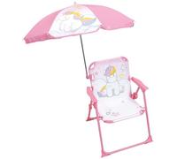 Fun House | Chaise Pliante pour Enfant Rose Thème Licorne avec Parasol Ø65 Cm | H53 x L39 x P39 Cm | Mobilier Extérieur Léger et Transportable | Parfait pour Jardin ou Plage | Idée Cadeau Plen Air
