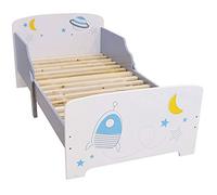 Fun House | Lit Enfant Espace pour Garçon 3 Ans+ | 140 X 70 Cm | Sommier à Lattes Inclus | MDF Résistant Facile à Monter | Motif Fusée et Planètes | Créé en France | Idée Cadeau