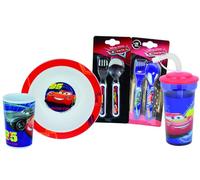 Lot Vaisselle Disney Cars Pour Enfant - Fun House - 006378 - Verre, Assiette Creuse, Verre Avec Paille Et 2 Sets De Couverts