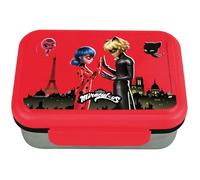 Fun House Boîte goûter Miraculous Ladybug 006086 inox pour enfant H.6,5 X L.17 X P.13,5 cm Rouge
