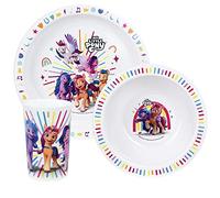 FUN HOUSE MY LITTLE PONY ENSEMBLE REPAS PIPP IZZY SUNNY ET ZIPP AVEC UNE ASSIETTE PLATE Ø 22 CM, UNE ASSIETTE CREUSE Ø 16 CM ET UN VERRE 220 ML POUR ENFANT