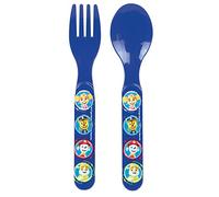 FUN HOUSE PAT'PATROUILLE ENSEMBLE DE COUVERTS REUTILISABLES COMPRENANT UNE FOURCHETTE ET UNE CUILLERE POUR ENFANT H.13,5 X L.3 CM - Vaisselle réutilisable