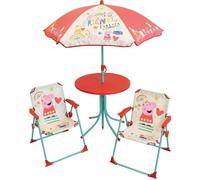 FUN HOUSE Peppa Pig Salon de jardin - 1 table H.46xø46cm, 2 chaises H.53xl.38,5xP.37,5 cm et 1 parasol H.125 x ø100 cm - Pour