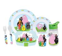 FUN HOUSE | Set Complet Boite Repas Barbapapa Pour Enfant | 1 Verre, 2 Assiettes + Couverts + Gourde et Boite Goûter | Licence Officielle | Réutilisable et Micro-ondable | Idée Cadeau Enfant