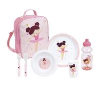 Fun House | Set Vaisselle Ballerine Enfant | Sac à Dos + Set Couverts +Assiette + Assiette Creuse + Gourde + Gobelet | Apprentissage Autonomie Repas | Vaisselle Réutilisable | Goûter | Cadeau 36 Mois+