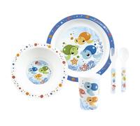 Fun House | Set Vaisselle Enfant Tortue | Set Couverts + 2 Assiettes + Gobelet | Apprentissage Repas | Vaisselle Réutilisable | Collection Ma Petite Carapace | Micro-ondable | Cadeau 36 Mois +