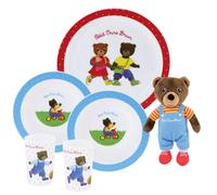 Fun House | Set Vaisselle Petit Ours Brun Enfant | Assiette + 2 Assiettes Creuse s+ Gourde + 2 Gobelets + Peluche | Apprentissage Autonomie Repas | Vaisselle Réutilisable | Goûter | Cadeau 36 Mois+