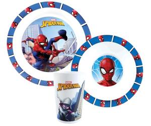 FUN HOUSE | Set Vaissellle Spiderman Pour Enfant | 1 verre, 1 Assiette + 1 Bol | Réutilisable + Micro-Ondable | Licence Officielle Marvel | Fan Spiderman | Marque Française | Idée Cadeau Enfant
