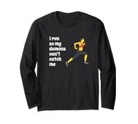 Fun I Run So My Demons Can't Catch Me Exercise Humor Design Manche Longue