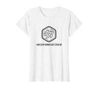 Fun I Run So My Demons Can't Catch Me Exercise Humor Design T-Shirt Graphique avec Valeur, Femme, Blanc, M