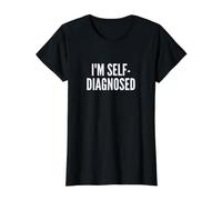 Fun I'm Self-Diagnosed Therapy Joke T-Shirt Graphique avec Valeur, Femme, Noir, M