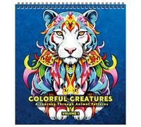 FUN LAVIE Livre de Coloriage pour Adultes - 32 Mandalas Animaux Relaxants, Adolescents et Adultes, Designs Pleine Conscience et Réduction du Stress - Cahier de Coloriage Anti-Stress - Reliure Spirale