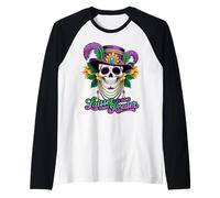 Fun Mardi Sugar Skull Laissez Le Bon Temps Rouler Manche Raglan