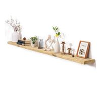 Fun Memories Lot de 2 étagères flottantes pour décoration murale, étagères rustiques en bois recyclé avec support invisible pour salon, chambre à coucher, cuisine - 183 x 20,3 x 3,6 cm - Naturel