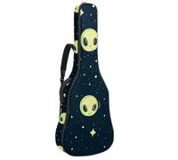 Fun Mini sac pour guitare acoustique avec bandoulière réglable et crochet arrière, convient pour guitares électriques, basses, guitares classiques, ukulélé, vert Alien Moon 43,2 cm, 106,7 cm, Fun Mini