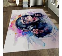 Fun Monkey Rug Lavable Tapis colorés Graffiti Animaux pour Salon Antidérapant Tapis à Poil Bas Doux pour l’entrée de la Chambre 60x90cm
