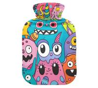 Fun Monsters Party Jolie bouillotte avec housse souple, 1 L pour thérapies chaudes et froides, chauffe-cou, épaule, Bolsa de agua Caliente para el Dolor