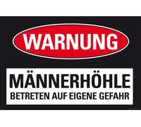 Fun - Poster - Caverne des Hommes - Avertissement + 2 St Posterleiste Holz 92 cm noir