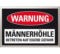 Fun - Poster - Caverne des hommes - Avertissement + cadre interchangeable, Shinsuke® Maxi aluminium argenté, vitre acrylique