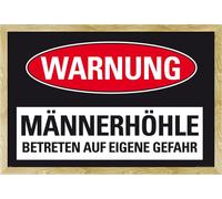 Fun - Poster - Caverne des hommes - Avertissement + cadre interchangeable, Shinsuke® Maxi MDF hêtre, vitre acrylique