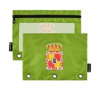 Fun Prints Lot de 2 trousses à crayons à 3 anneaux avec fermeture éclair Motif drapeau de la province de Jaen 24,9 x 18 cm