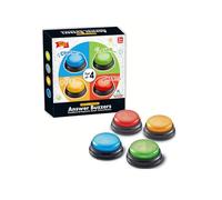 Fun Quick Response Buzzers with Lights and Sound, 4 Player Classroom Game Buttons, Easy Interactive Competition Tools for Family Parties and Kids Learning Activities