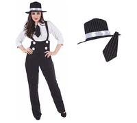 Fun Shack Costume Gangster Femme, Déguisement Années 20, Carnaval Femme Années 1920, S XL