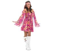 Fun Shack Costume Hippie Femme, Déguisement Années 70, Robe Vintage Festival, XL