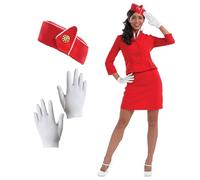 Fun Shack Costume Hôtesse de l'Air Femme, Déguisement Carnaval Halloween, Tenue Aviatrice Adulte, XL