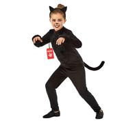 Fun Shack Deguisement Chat Noir Enfant, Costume Chat Halloween | Combinaison à Queue & Serre-tête à Oreilles, Look de Chat Noir, Parfait pour Halloween, Idéal pour les Jeux de Rôle