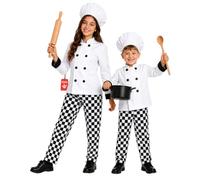 Fun Shack Deguisement Cuisinier Enfant, Costume Chef Halloween | Veste Blanche, Pantalon & Toque, Style Jeune Chef, À Enfiler, Parfait pour Halloween, Idéal pour les Jeux de Rôle