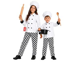 Fun Shack Deguisement Cuisinier Enfant, Costume Chef Halloween | Veste Blanche, Pantalon & Toque, Style Jeune Chef, À Enfiler, Parfait pour Halloween, Idéal pour les Jeux de Rôle