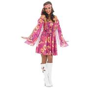Fun Shack Déguisement Hippie Femme, Costume Années 70, Robe Vintage, Tenue Rétro, Idéal pour Fêtes, S