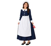 Fun Shack Deguisement Medieval Fille, Robe Medievale Halloween Enfant | Robe Bleue, Tablier & Bonnet Assortis, Style Médiéval, Parfait pour Halloween, Idéal pour les Jeux de Rôle