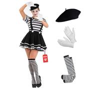 Fun Shack Deguisement Mime Femme, Deguisement Femme Mime, Costume Mime Adulte, Costume Mime Femme, Deguisement Cirque Femme, Deguisement Femme Carnaval Taille S