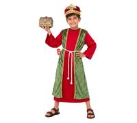 Fun Shack Deguisement Roi Mage Enfant, Costume Nativite Halloween | Tunique Rouge, Veste, Ceinture & Couronne Dorée, Style Roi Mage, Parfait pour Halloween, Idéal pour les Jeux de Rôle