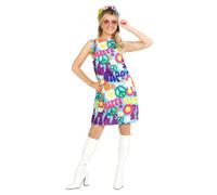 Fun Shack Morph Déguisement Hippie Femme, Robe Disco Années 60-70, Costume Carnaval Vintage Femme, L