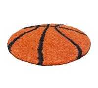Fun Shaggy basket-ball tapis chambre d'enfant poils longs rond Ø 120cm orange