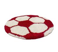 Fun Shaggy football tapis chambre d'enfant poils longs rond Ø 100cm rouge